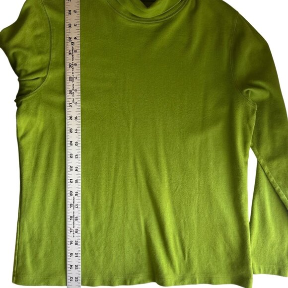 Lands End Green Long Sleeve Mock Turtleneck Top M 100% Cotton Womens Casual Wear - Picture 6 of 6